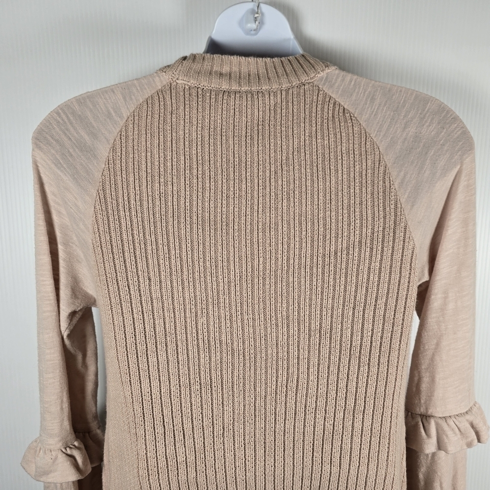 Free People 'Zou Bisou' Bell Sleeve Ribbed Mini Sweater Dress Size XS Nude Rose - Picture 12 of 16